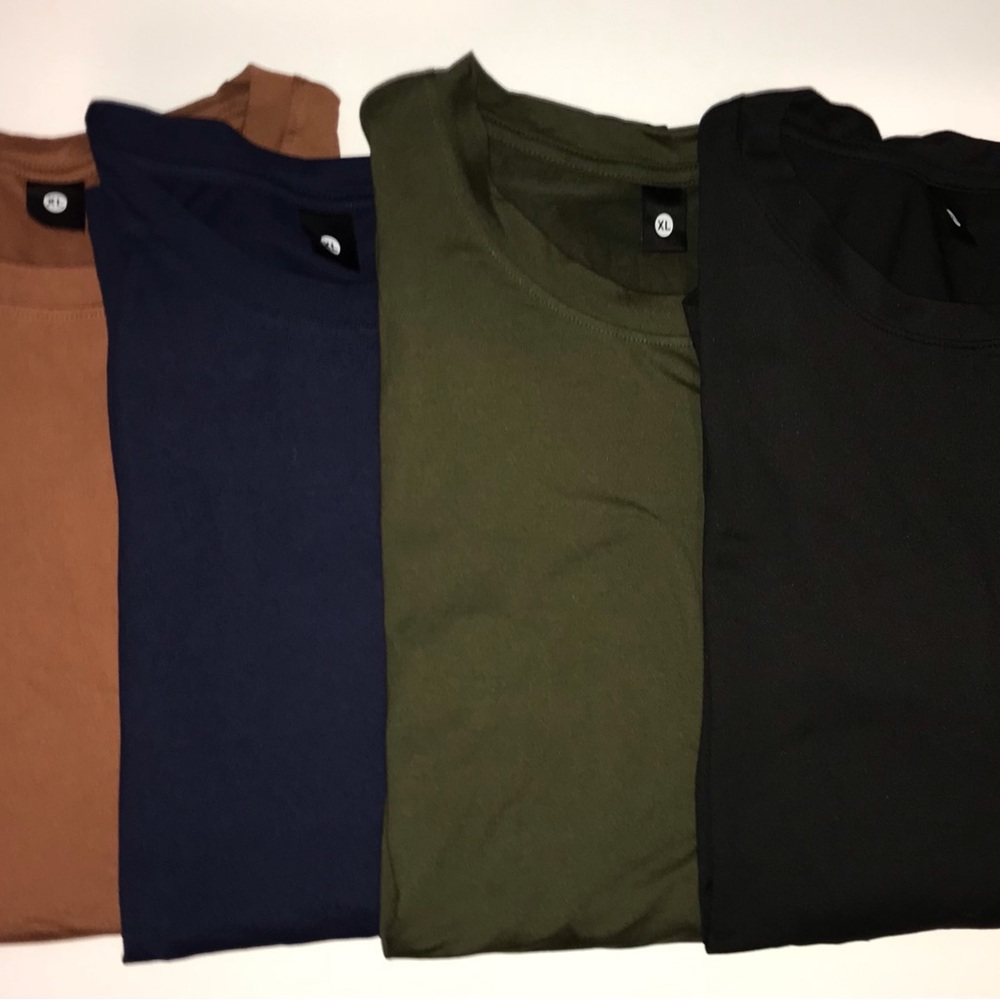 Men's Long Sleeve Crew Neck T-Shirt - Olive, Navy, Black, Brown